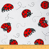 Cartoon Ladybugs Fabric by The Yard Red Black Wild Animal Decor Fabric for Kids Boys Girls Nature Creature Rustic Style Fabric f