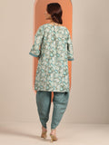 Libas Womens Printed Silk Blend A-Line Kurta With Dhoti Pant Blue L