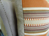Plutus Brands Plutus Chic Stripe Saffron Handmade Throw Pillow, 12 X 25, Orange/Olive/Cream