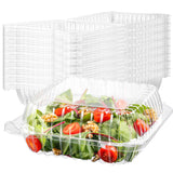 HOUZZKINGZ USA 25 Clear Plastic Containers, 8 X 8 X 3 Hinged Lid Togo Clamshell Food Containers for Food, Strawberry Boxes, Bake