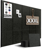WALLHERO Vision Board - Large Cork Board for Walls 59 x 36, Black Bulletin Board | 15 Pack Felt Wall Tiles | Cork Boards for Off