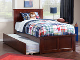 AFI, Madison Twin XL Platform Bed with Matching Footboard, Twin XL Trundle, and Attachable USB Charger, Walnut