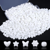 XIANNVXI White Shaped Pony Beads 500pcs Star Butterfly Heart Flower White Bead for Jewelry Making Necklace Friendship Bracelets