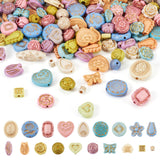 Craftdady 100G Assorted Metal Enlaced Opaque Acrylic Beads - Colorful Carved Flower & Butterfly Heart Flat Oval Round Spacer Bea
