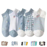 Soxlife Women Korean Style Ankle Socks Odour Free Socks (Blue Strawberry)