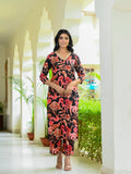 Anni Designer Women'S Cotton Blend Straight Printed Kurta With Palazzo (Chinki Black-Nw_S_Black_Small),Black,S,,,