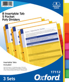 Oxford Heavy-Duty 8-Tab Plastic Binder Dividers with Pockets for Three Ring Binders - Essential Back to School Supplies and Orga