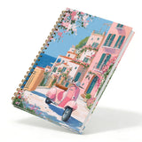 sdfkmlcdl Pink Amalfi Coast Beach Spiral Notebook, Italy Mediterranean Coastal Journal for Women, Traveler Gifts, Romantic Itali