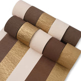 PartyWoo Brown Crepe Paper Streamers 10pcs 820ft Pack of Boho Neutral Metallic Gold Sand White Crepe Paper Streamers for Birthda