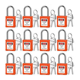 BOZZYS Lockout Tagout Locks 12-Pack|OSHA Orange Loto Locks Keyed Different|2 Keys/Lock for Industrial Machinery & Electrical Pan
