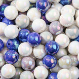 ANCADN 16mm Acrylic Beads 100pcs Ab Dark Blue&Grey Bead Chunk Bubblegum Beads for Pens for Necklace Jewelry Bracelets DIY Crafts