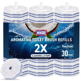 HHXI 30Ct Aromative Toilet Brush Refills, DoubleLayer Cleaning Pads Added, Compatible with Most Toilet Brushes, Blue Ocean(Pate
