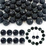 Black Rhinestone Beads 12mm for Jewelry Making - 50pcs Bling Sparkle Shiny Pave Round Disco Rhinestone Beads for Friendship Brac
