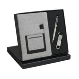 Professional Diary Gift Set With Pen And Keychain Combo, Grey Canvas Cover
