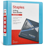 Staples Standard 1.5 3-Ring View Binder, Teal