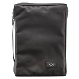 Promo Poly-Canvas Bible / Book Cover w/Fish Applique (Large, Black)