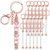 Tondiamo 12 Pcs Beadable Keychains Bars Bulk Blank Beaded Metal Keychain for Craft DIY Gift(Rose Gold)