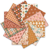 Whaline 12Pcs Boho Fall Cotton Fabric Bundles 10 x 10 Inch Autumn Fabric Square Boho Sewing Fabrics for DIY Handmade Crafting Ho