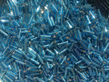Czech Bugle Beads 40 gr / 1.4 oz Glass Tube Size #3 7mm (Light Blue Silver Lined/Turquoise)