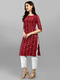 Wedani Women Crepe Printed Kurti (Krt483) (Large Maroon),Maroon,L,Crepe,Straight,Kurti, kurta
