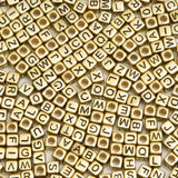 Luyoaozy 1000pcs Square Letter Beads for Bracelets, 6x6mm Gold Cube Alphabet A-Z Beads for Jewelry Making Friendship Bracelets (