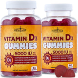 NEW AGE Vitamin D3 5000 IU 125mcg Gummies - Support Immune Support, Strong Bone Health - Non-GMO, Gluten-Free, Dairy-Free, No Ge