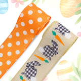 ABTOLS 2 Roll 10 Yards Easter Ribbons, 2.5 Easter Plaid Bunny Carrot Wired Edge Burlap Ribbon Orange White Dot Ribbon for Spring