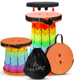 XPLORZ Upgraded Portable Folding Stool with Seat Cushion and Nylon Bag Adjustable Stool with 350lbs Load Capacity Collapsible Ca