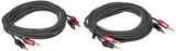 Monoprice Premium Braided Speaker Wire 14AWG With Gold Plated Banana Plug Connectors Affinity Series, 2 Pack, 10 Feet