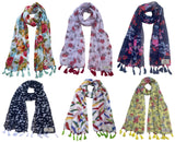 Fusfus WomenS Printed Chiffon Scarves And Stoles, Free Size(Multicolour, Fs1761) Pack Of 6 (Multicolor3)