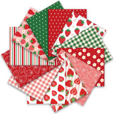 JarThenaAMCS 12 Pcs Strawberry Cotton Fabric Bundles 18 x 22 Inch Strawberry Flower Plaid Fat Quarters Spring Summer Red Green S