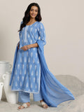 Libas Women'S Cotton Kurta Set (99028O_Blue_S)