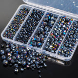 Song Xi 1250PCS 5 Different Size Black Crystal Beads for Jewelry Making, Rondelle Glass Beads for Bracelets Necklace, Earring an