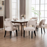 VKNOW Wooden Dining Chairs Set of 6, Modern Fabric Upholstered Dining Room Chair Kitchen Chairs, Farmhouse Dinner Chair for Kitc