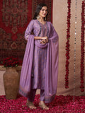 Anni Designer Women'S Rayon Blend Printed Straight Kurta With Pant & Dupatta (Toxic Purple-Vks01_L_Purple_Large),Purple,L,,,