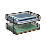 Mind Reader Stackable Paper Tray, Desktop Organizer, File Storage, Office, Metal Mesh, 13.5 L x 10 W x 7.25 H, 2 Pcs., Black