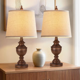 PARTPHONER Retro Table Lamps Set of 2, Bedside Lamp for Bedroom Rustic Farmhouse Table Lamps for Living Room, Vintage Nightstand