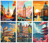 6 Pack Famous Landscape Diamond Art Kits for Adults Beginners,Full Round Drill DIY Diamond Painting Kits,Paint by Diamonds Dot G