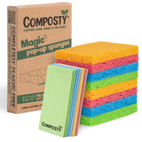 PopUp Compostable Sponges 12Pack EcoFriendly Biodegradable Cellulose Kitchen Sponges (PlasticFree, NonScratch, Compressed