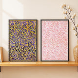 SoulAbiti Violet Blush Leaf Vines Framed Wall Art Print Set of 2 12x18 inch Black Frame PlexiGlass Intricate Patterns Art Print