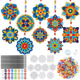 Dunzoom 30 Set Mandala Suncatchers Kits Mandala Flower DIY Suncatchers Craft Kits Make Your Own Paint Ornaments for Classroom Ar