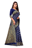 Sugathari Womens Banarasi Saree Pure Kanjivaram Silk Saree Soft New Ladies 2023 Design Wear Pattu Sarees Latest Cotton Party Sari Collections With Blouse Piece For Wedding Sadi (Pari S-1 N Blue)