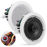 Pyle Ceiling and Wall Mount Speaker-6.52-Way 70V Audio Stereo Sound Subwoofer Sound with Dome Tweeter,500 Watts,in-Wall&in-C