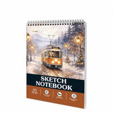 GOWOO Winter Tram Spiral Sketch Notebook : snowy city sketch, urban winter sketch book, spiral sketchbook for artists, city str