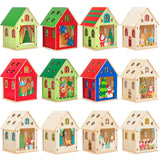 Jenaai Wooden Winter Houses Craft Kit DIY Bulk Christmas Village Sets 3D Wood Gingerbread Man House Crafts to Paint Art for Wint