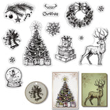 CRASPIRE Merry Christmas Silicone Clear Stamps Snowflake Gift Christmas Tree Snowman Elk Deer Clear Stamps for Card Making Decor