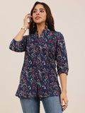 Libas Women'S Cotton Printed Straight Kurti (29639_Blue_Xl)