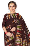 Tamaira Fashion Womens Plain Weave Pure Cotton Saree Without Blouse Piece(Ab7_Darkchocolate)