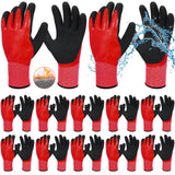 Mepase 12 Pairs Waterproof Insulated Winter Work Gloves for Men, Latex Coated Cold Weather Thermal Gloves for Freezer Work, Shov