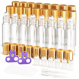 ULG 24-Pack Essential Oil Roller Bottles 10ml, Empty Bottles with Stainless Steel Roller Balls and Waterproof Labels, Clear Roll